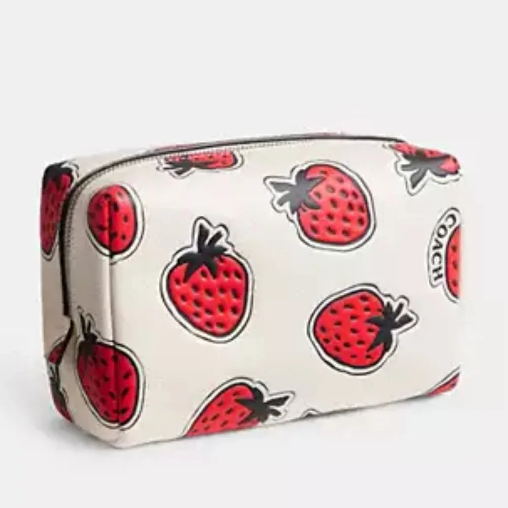 🍓 Coach Essential Cosmetic Pouch With Strawberry Print - Picture 2 of 6